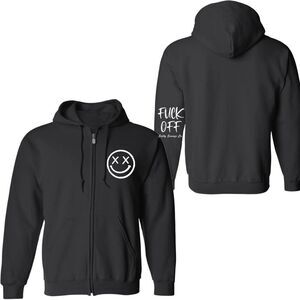 Salty Savage OG Smile F*ck Off Classic Full Zip Hoodie in Black Unisex Small